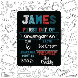 First Day of School, 11x14 inches, Last Day of School Sign, Back to School Sign Chalkboard, Kindergarten, Custom 1st Day Sign, Preschool