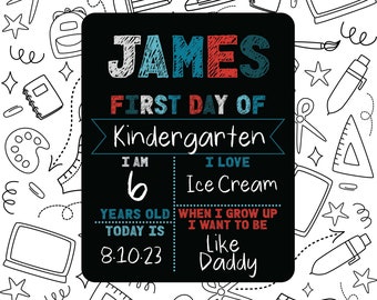 First Day of School, 11x14 inches, Last Day of School Sign, Back to School Sign Chalkboard, Kindergarten, Custom 1st Day Sign, Preschool