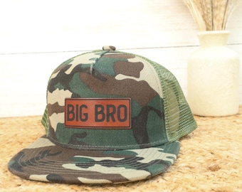 Kids Name Hat, Big Brother Hat, Leather Patch Hat, Baby Announcement, Personalized Kids Hat, Baby Shower Gift, Little Brother Hat