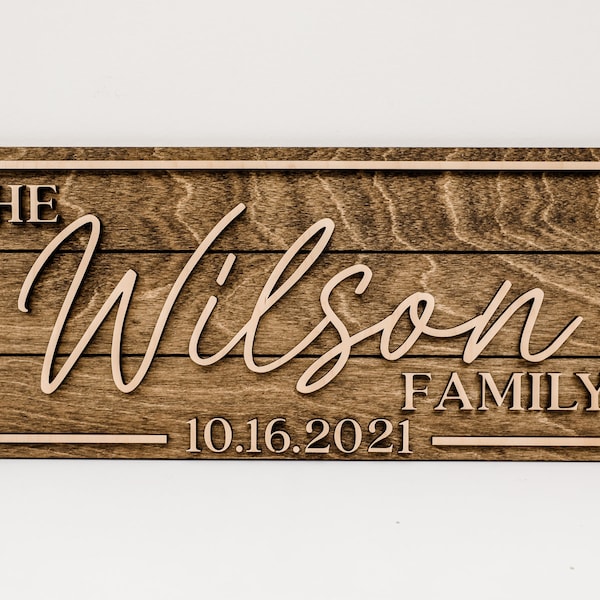 3D Family Last Name Sign, Anniversary Gift, Farmhouse Family, Housewarming Gift, Custom Family Sign, Wooden Name Sign, Christmas Gift