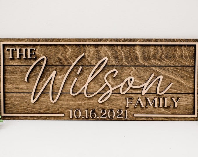 3D Family Last Name Sign, Anniversary Gift, Farmhouse Family, Housewarming Gift, Custom Family Sign, Wooden Name Sign, Christmas Gift