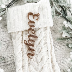 Gold Christmas Stockings Name Tags Acrylic Names for Stocking