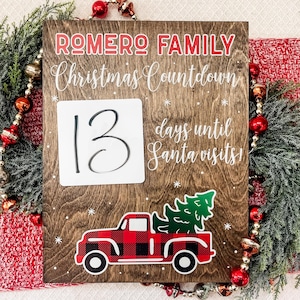 Family Christmas Countdown, Personalized Holiday Countdown, Wood Advent Calendar, Santa Countdown Sign,Christmas Home Decor, Days Until Xmas