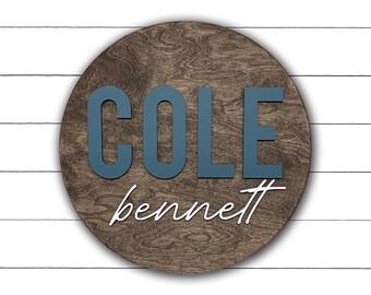 Round Nursery Name Sign | Customized Sign | Baby Shower | Name Sign for Boy Nursery | Baby Name Sign | Name Reveal | Round Boy Name Sign
