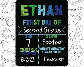 Back to School Sign, 11x14 inches, Last Day of School Sign, First day of School Chalkboard, Kindergarten, Custom 1st Day Sign, Preschool