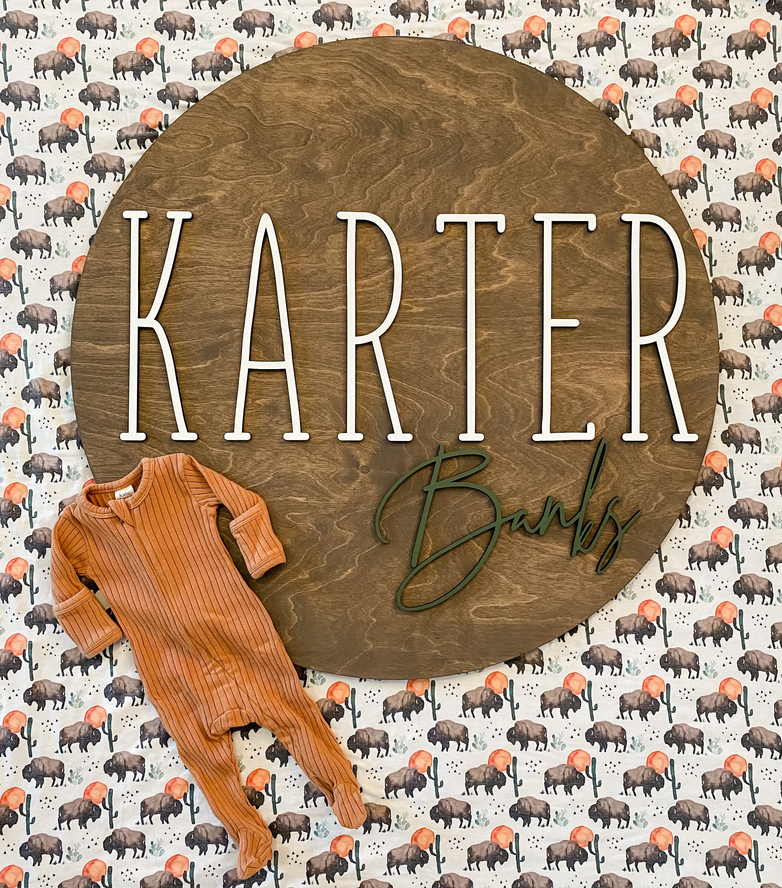 Nursery Name Sign | 3D Custom Name Sign | Baby Shower Gift | Round Wood Name Sign | Baby Name Sign | Name Reveal | Name Sign for Nursery Boy