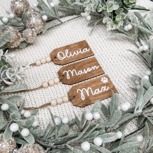 Stocking Tag, Personalized Christmas Tags, Christmas Stocking Tag, Name Tag for Christmas Stocking, Rustic Christmas Tag, Beaded Name Tag bild 7
