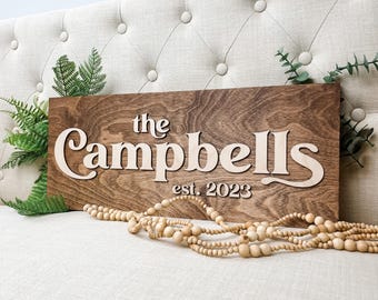 Last Name Sign, Wood Family Name Sign, Personalized Wedding Gift, Farmhouse Sign for Home, Home Decor, Anniversary Gift, Rustic Wall Decor