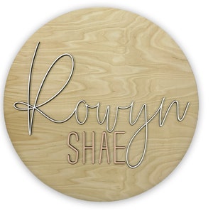 Rowyn Script Round Nursery Name Sign | Custom Name Sign | Baby Shower Gift | Round ...