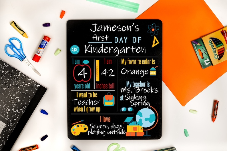 First Day of School Sign, Last Day of School Sign, Back to School Chalkboard, Kindergarten Sign, Personalized Sign, Dry Erase Board 