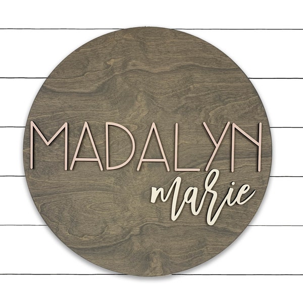 Nursery Name Sign | 3D Custom Name Sign | Baby Shower Gift | Round Wood Name Sign | Baby Name Sign | Name Reveal | Nursery Theme | Crib Sign