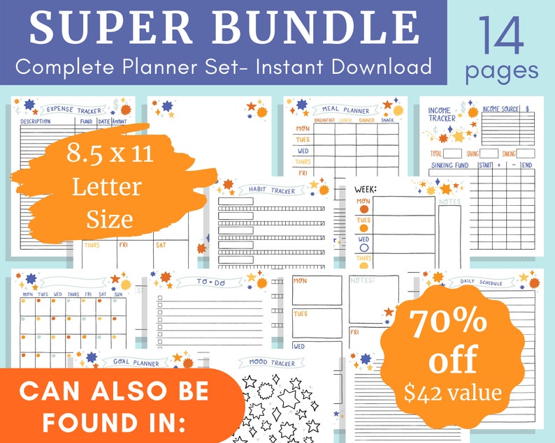 Aesthetic Planner Printable Bundle Weekly Monthly Undated Etsy aesthetic-planner-printable-bundle-weekly-monthly-undated-etsy