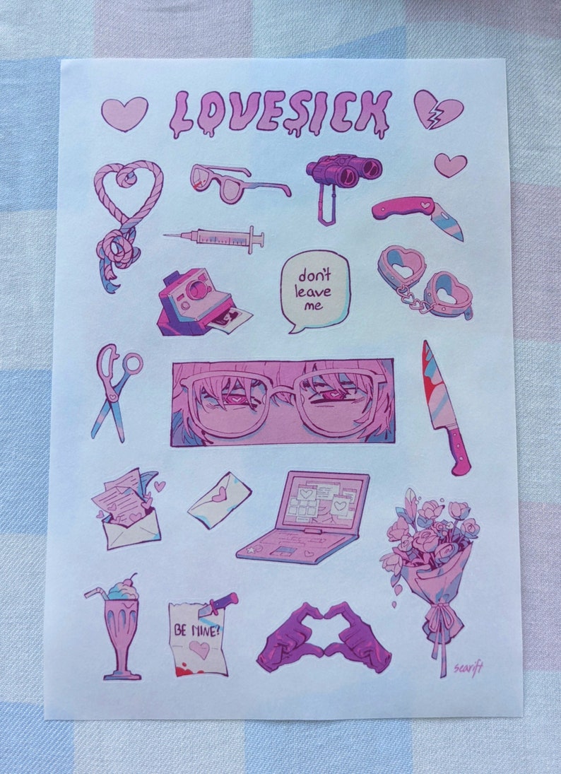 LOVESICK / Washi Sticker Sheet Etsy