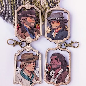 Arthur, John, Sadie, & Charles Portraits / RDR2 / Wood Charm