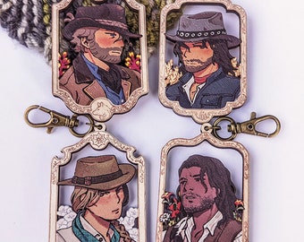 Arthur, John, Sadie, & Charles Portraits / RDR2 / Wood Charm