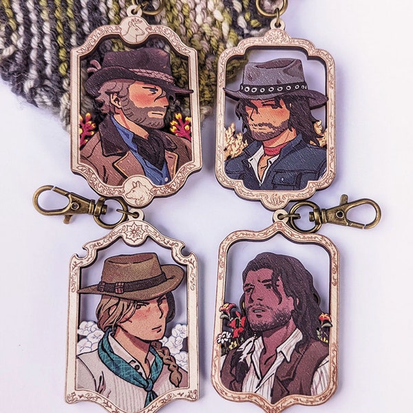 Arthur, John, Sadie, & Charles Portraits / RDR2 / Wood Charm