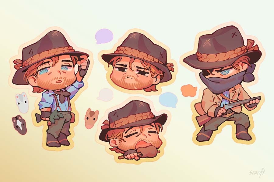 Red Dead Redemption 2 Arthur Morgan 5PCS Stickers for Art Bumper Cartoon  Anime Decor Home Funny