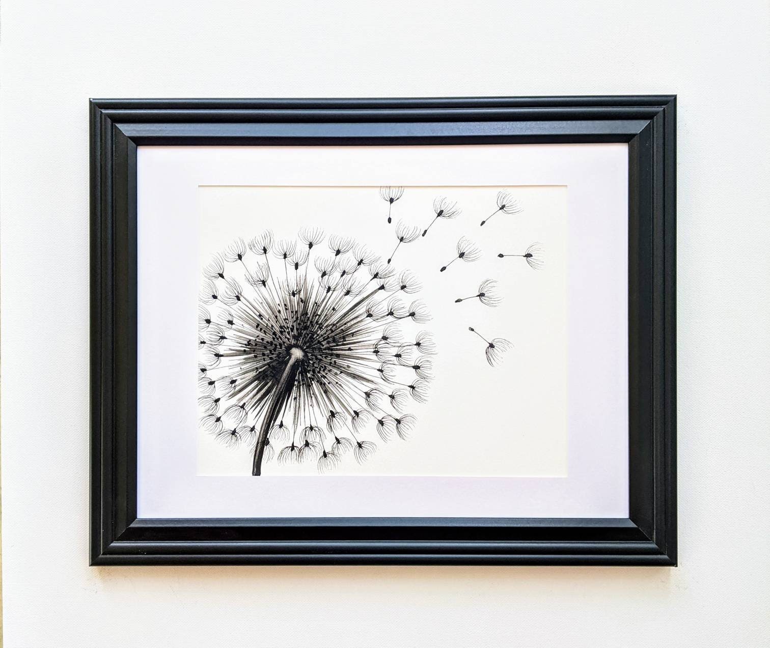 Dandelion art Black and white wall art Framed wall art Etsy
