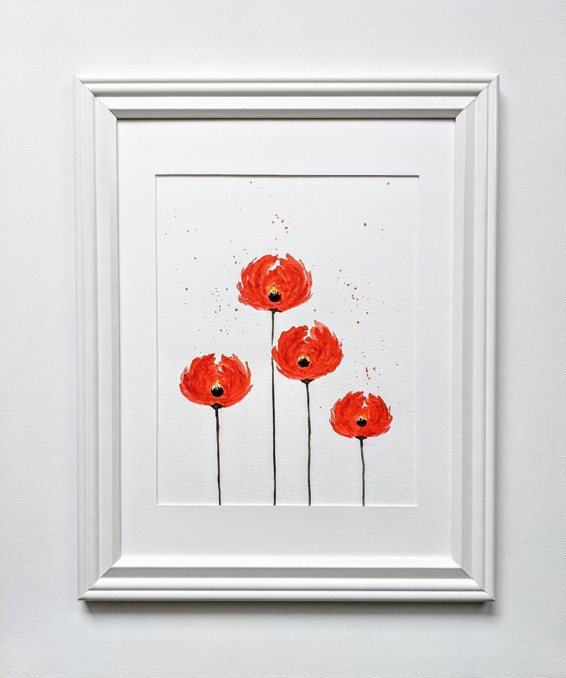Poppy wall art Watercolor painting Framed wall art Abstract Etsy
