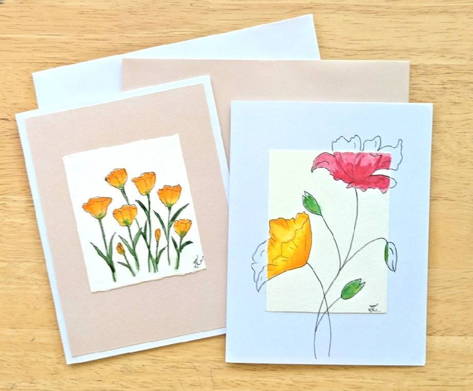 Hand painted greeting cards set Handmade cards Watercolor Etsy