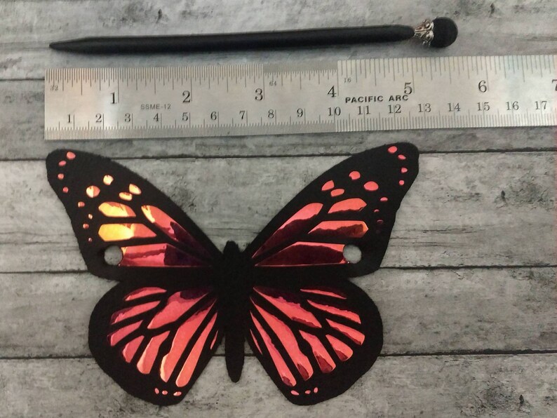 Holographic Butterfly Hair Slide Stick Barrett Vegan Leather Accessories for Long Hair