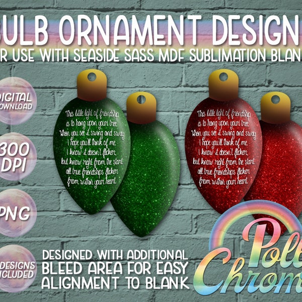 Green and Red Friendship Bulb Ornament Designs for Seaside Sass Designs Sublimation Blanks
