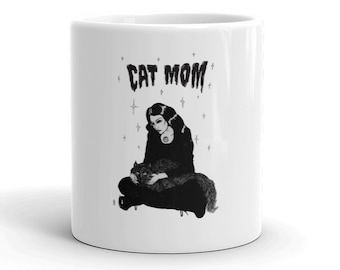Taza de café con temática de gato - Gato negro - Gótico - Estética oscura - Brujería - Hogar gótico - Mujer gótica - Taza espeluznante - Regalo para amantes de los gatos