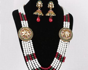 Traditionele nepparelkralenketting met oorbellen