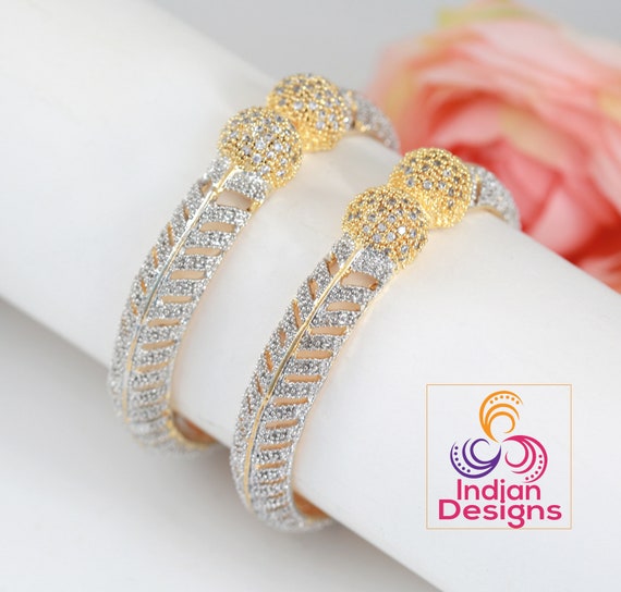 American Diamond CZ Bangles Pair/gold Plated Bangles/antique Kada/golden  Bangles/gift for Her/indian Kada Indian Jewelry/diamond Bracelets - Etsy  Norway