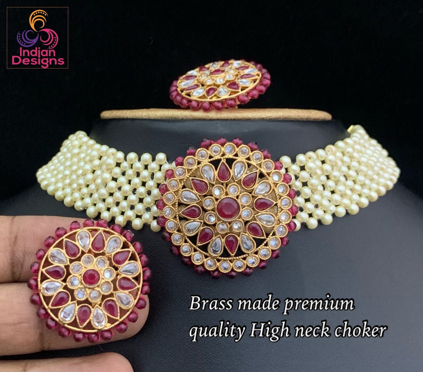 ★HAS★ HSU021 Floral pearl choker necklace Amazon.com: Boho Flower Pearl Choker Necklace for Floral