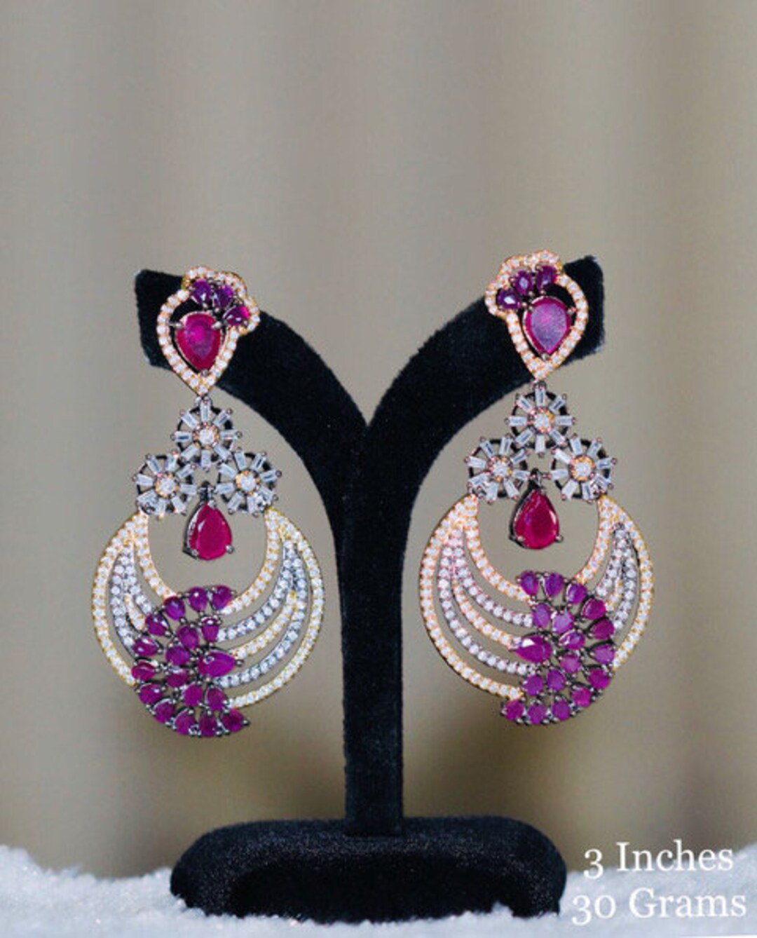 Gold Plated Victorian Finish Ruby Stone Chandbali Earrings| - Etsy