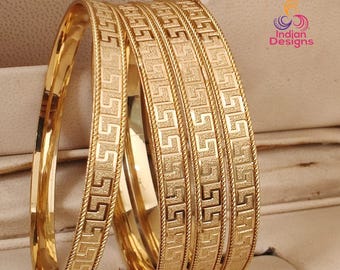 Gold plated bangles set of 4| indian daily wear jewelry| traditional 1 gram