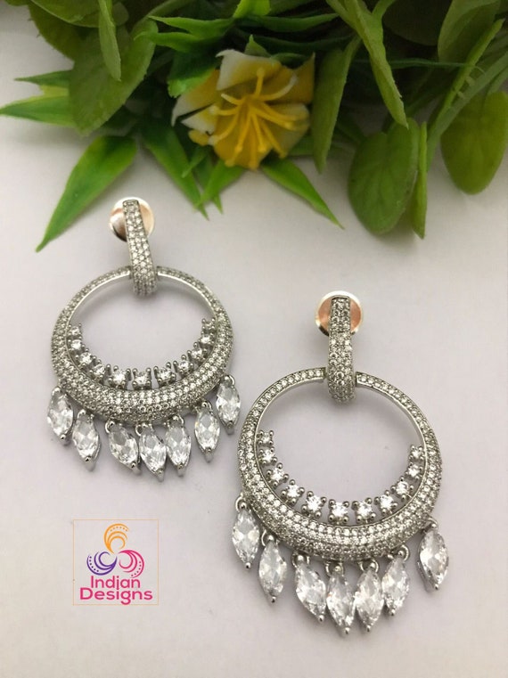 Chandbali Earrings Designs in Gold Polish With Low Price Rose Gold