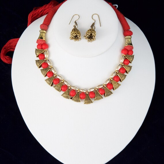 Silk Thread Necklace and Earrings Set Handmade Fashion Jewelry - Etsy