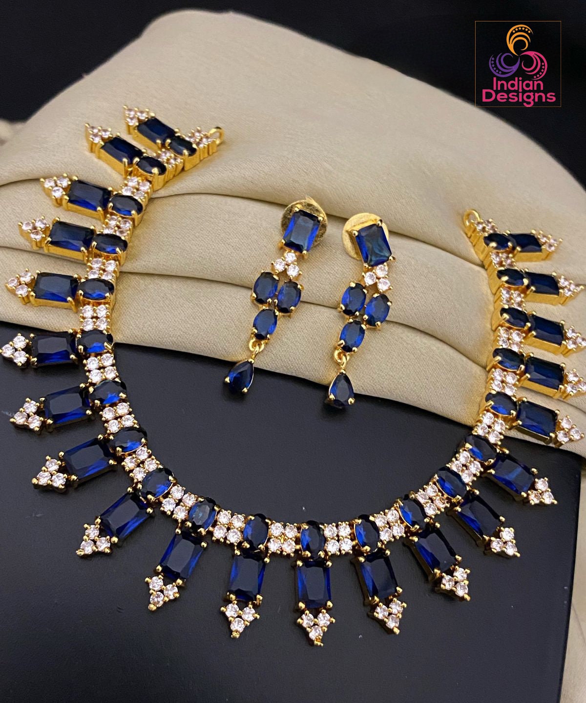 Blue Stone Pearl Layered Necklace – And Noor