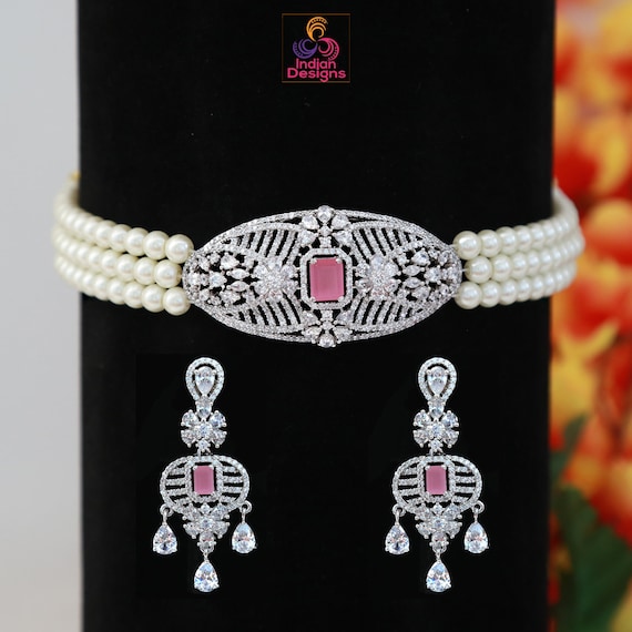 3 Strand Pearl Choker Necklace Pendant Choker Necklace Ad Pendant
