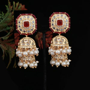 Vergoldete grüne Farbe Kundan Jhumka Ohrringe | Polki Two Step jhumka Jhumki| Südindischen Stil Hochzeit Schmuck Ohrringe |Geschenk für sie