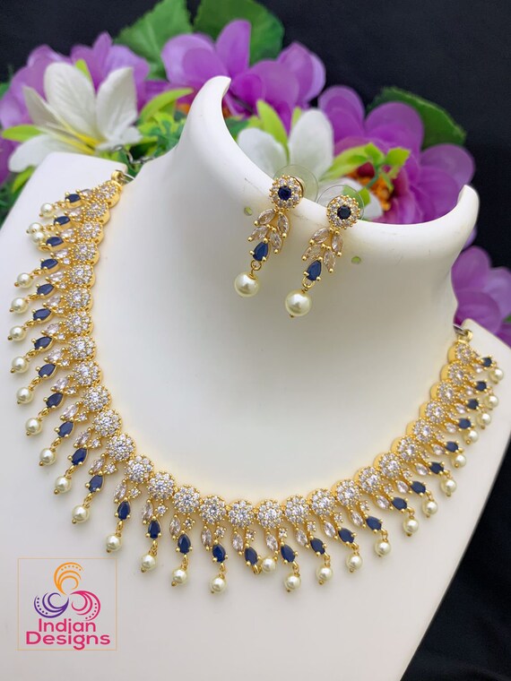 American Diamond Necklace Set | Indian Bridal Necklace Set Online