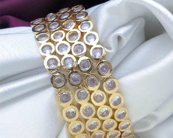 Set di 4 bracciali da sposa con diamanti americani e pietre bianche, braccialetti con cristalli color cz, design indiani