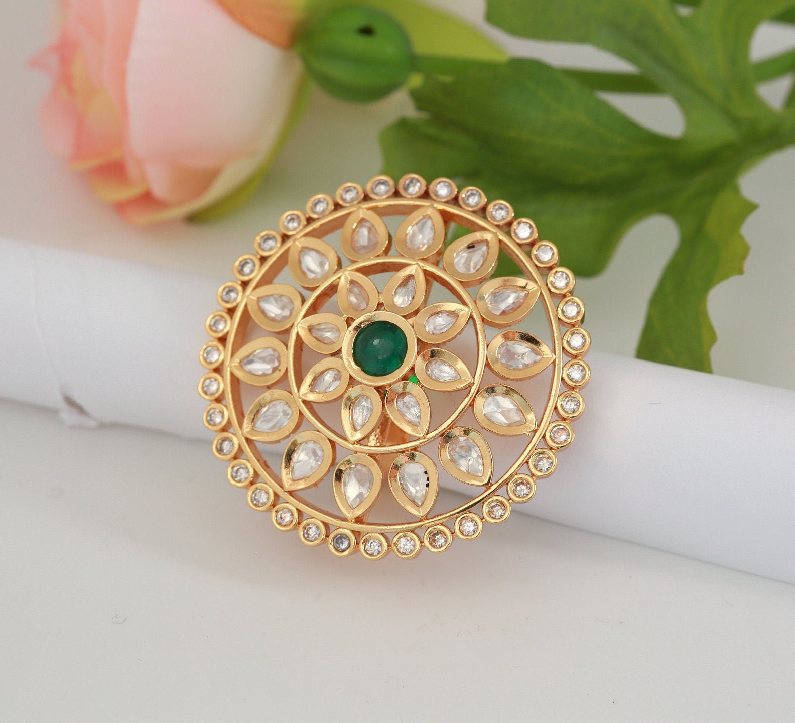 Get Kundan Work Detail Big Circular Ring at ₹ 249 | LBB Shop