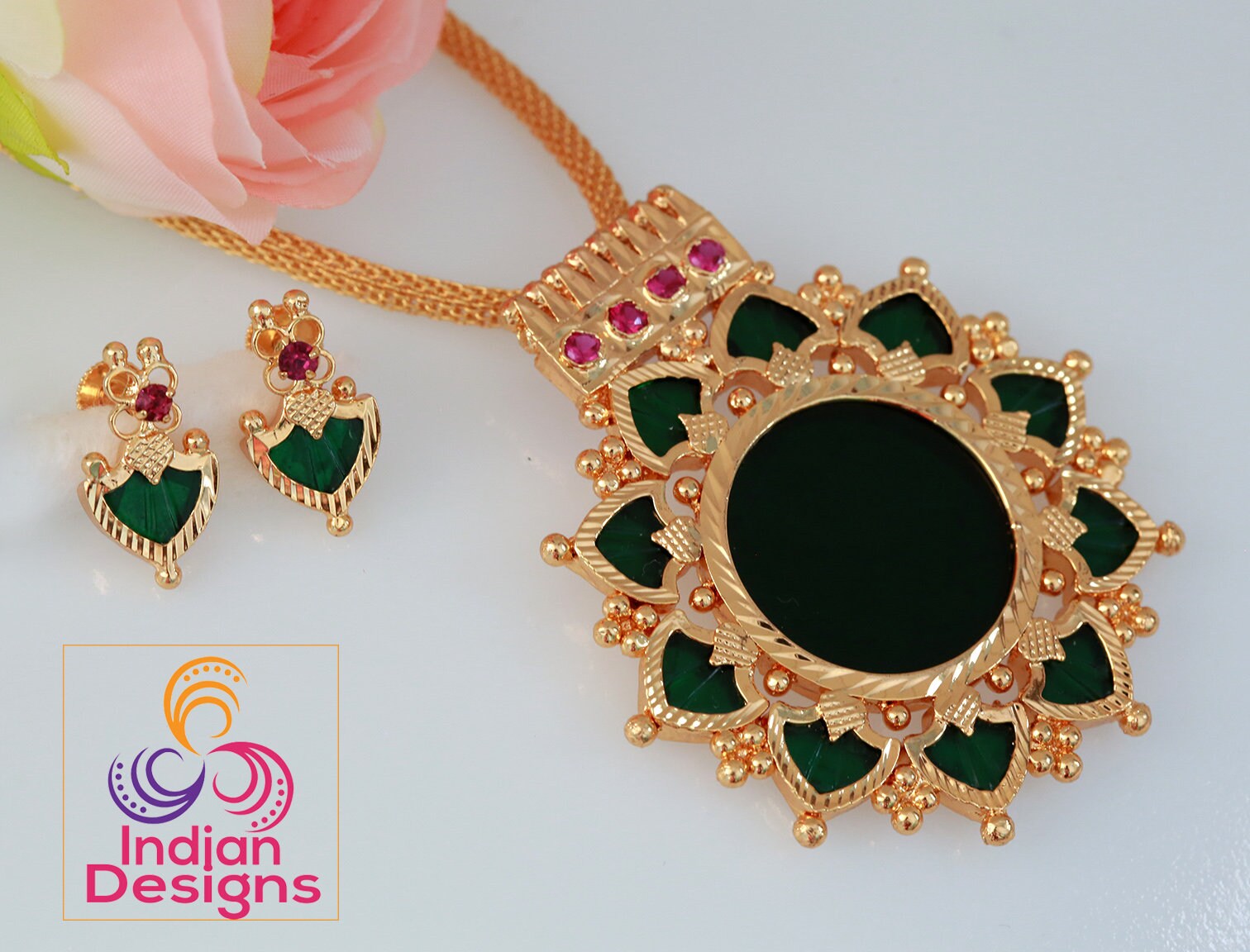 Gold palakka hotsell necklace price