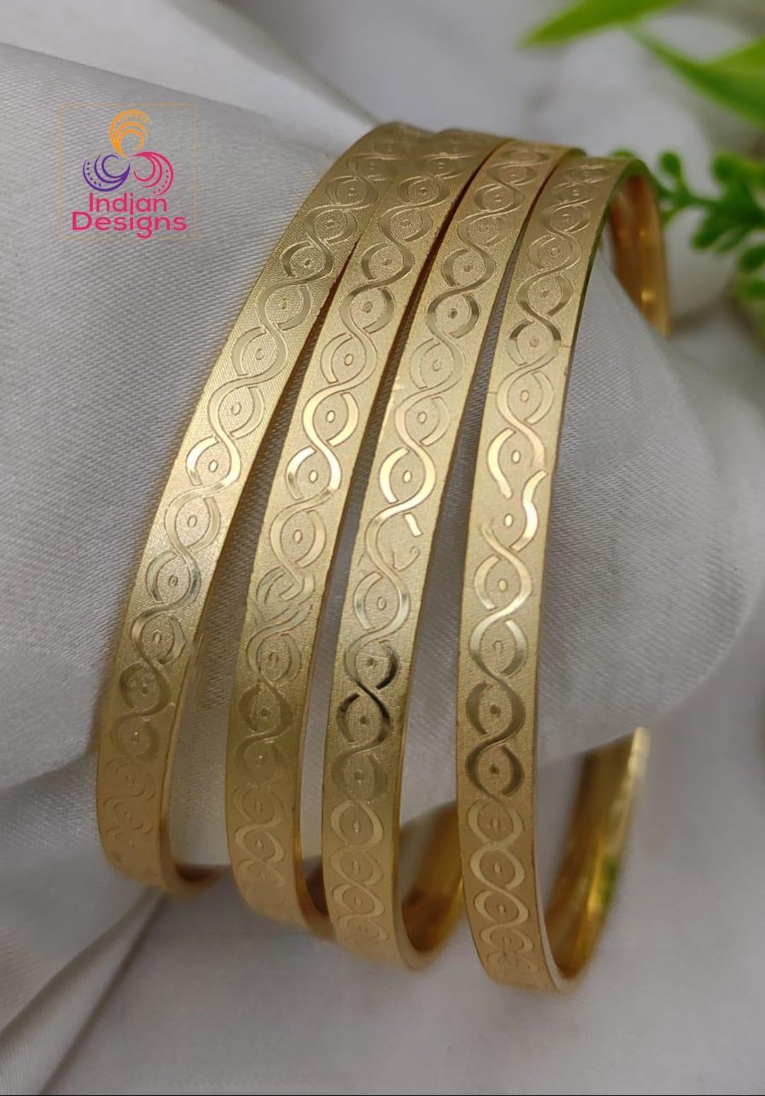 Matte Finish Gold Bangles 4pcs| Lightweight Traditional Bangles| Simple ...