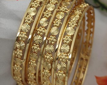 Gold-plated daily wear bangle bracelets set of 4 |traditional indian jewelry wedding bangle set |bollywood designer bangle set| gift for her
