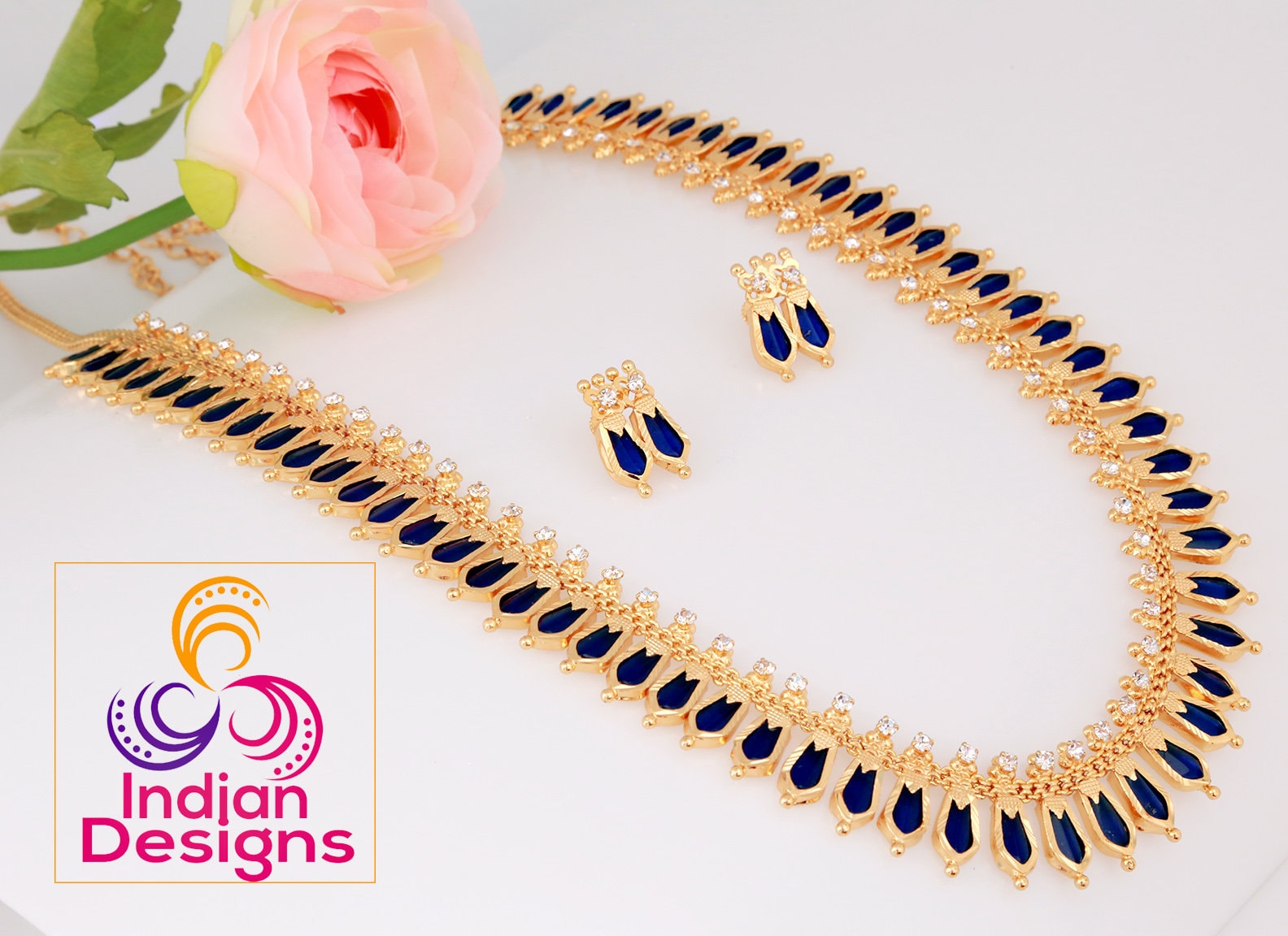 Blue store palakka necklace