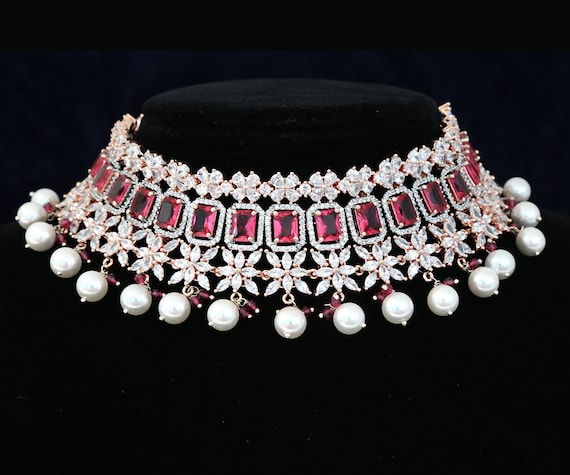 Indian Jewelry Ad Choker Necklace Set 