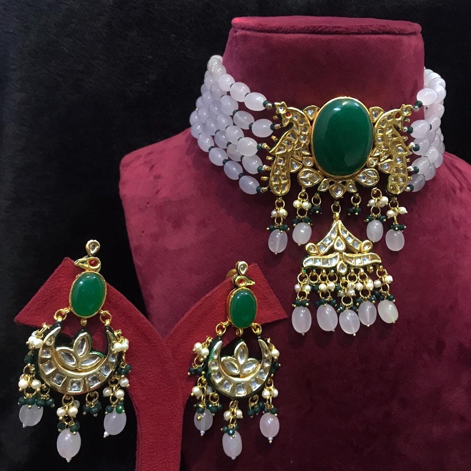 Emerald Green Stone Kundan Choker Indian Pakistani Wedding - Etsy
