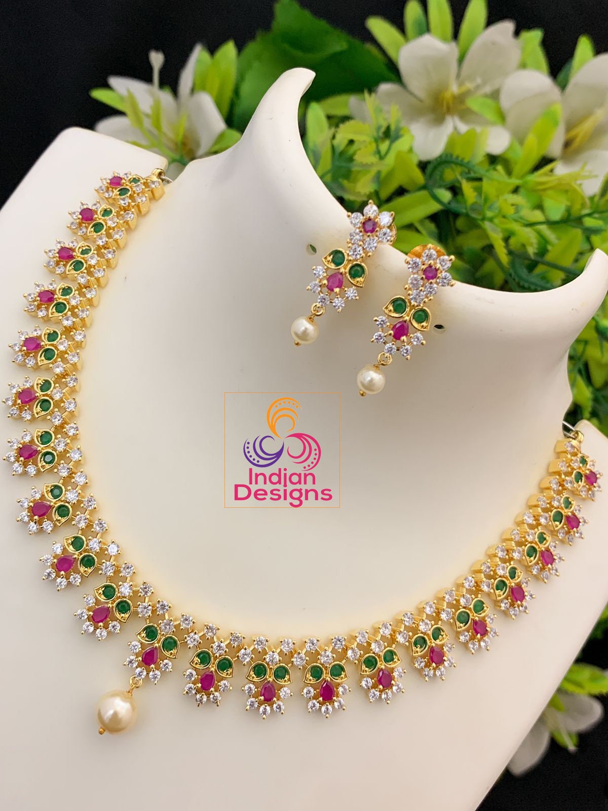 South jewellery cz stones best sale necklace