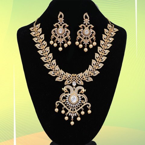 Floral Haram Necklace Earrings 