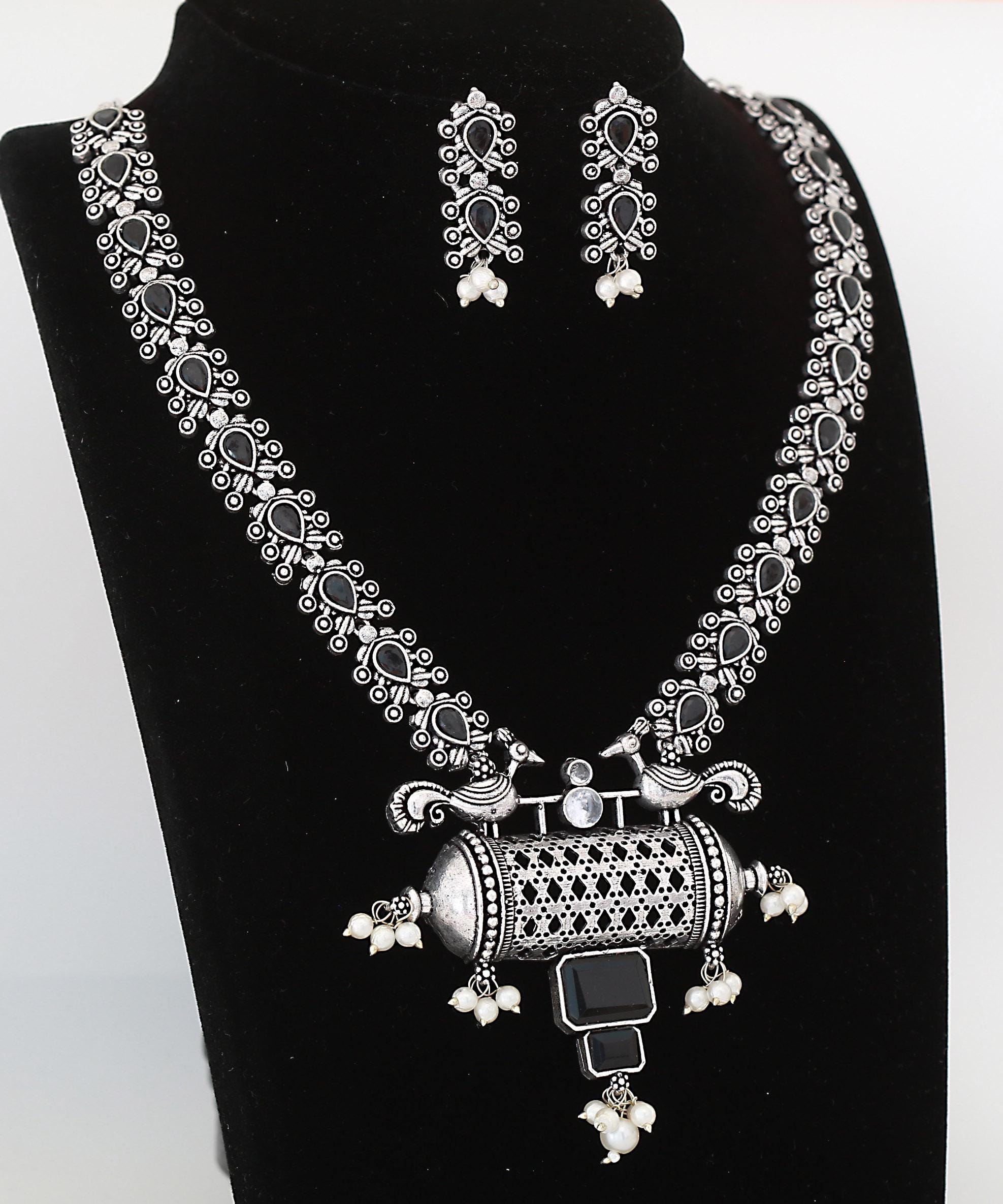 Oxidized Indian Jewelry Necklace and Earrings | Indian Oxidised