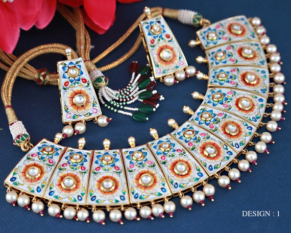 Hand Painted Meenakari Choker Designs 